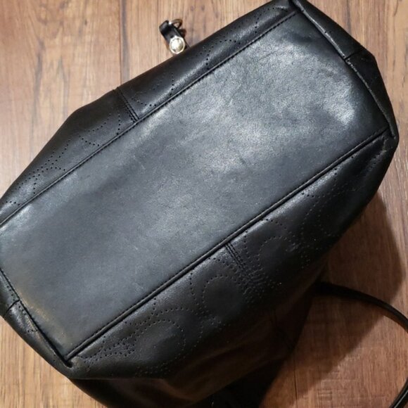 COACH Signature Black Perforated Leather Carly Tote F16598 - Picture 9 of 15